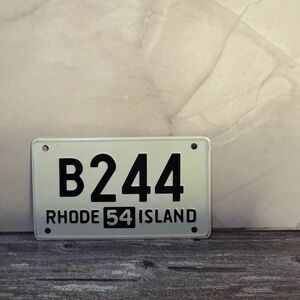 Vintage 1954 Wheaties Cereal Rhode Island Metal Bicycle License Plate